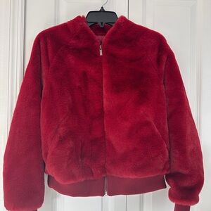 Banana Republic - Plush Red Faux Fur Jacket - Size M